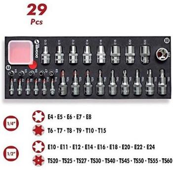 Dogher 503-080 - B. Comb.1/4 29 Unidades Vasos+P. Torx1/4 1/2