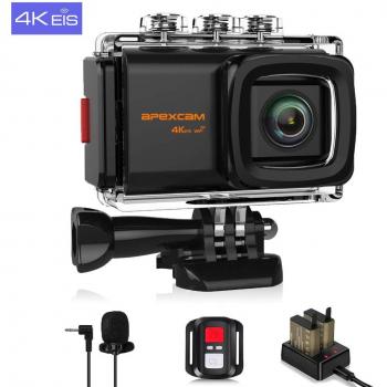 Apexcam 4K 20MP Cámara Deportiva WiFi EIS Ultra HD Cámara subacuática Impermeable 40M 2.0'LCD 170° Gran Angular 2.4G Remoto Micrófono Externo 2 baterías y Accesorios