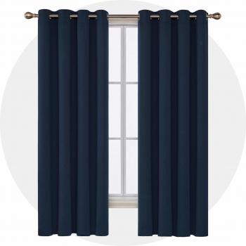 Deconovo Opaca Cortina Térmica Aislante y Ruido Reducción con Ojales 2 Piezas 117 x 183 cm Azul Oscuro