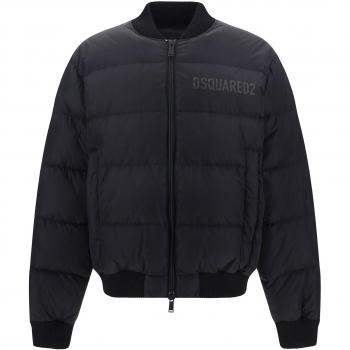 Dsquared2 Men's Black Nylon Puffer Bomber Jacket, Size 50, S74AM1508S53817