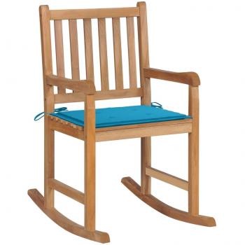 vidaXL Silla mecedora de madera maciza de teca con cojín