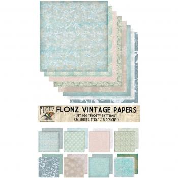 Paper Pack (24sh 6x6) Frosty Winter Ice Patterns FLONZ Vintage Paper for Scrapbooking and Craft
