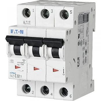 Interruptor automático Eaton FAZ-C50/3, 50A, 3 polos, Curva Tipo C, Poder de corte 10 kA, Montaje en Carril DIN