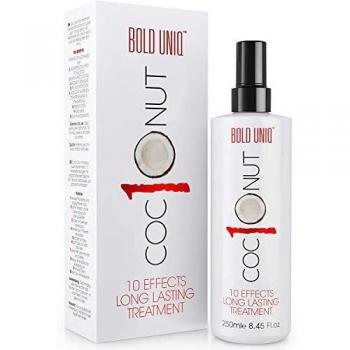 Spray Protector del Calor de Coco - Tratamiento Protector del Cabello Sin Enjuague para Cabello Seco, Anti Frizz, Protección UV, Contra Calor, Da Brillo y Cuerpo - 10 Beneficios, Un Producto - 250ml