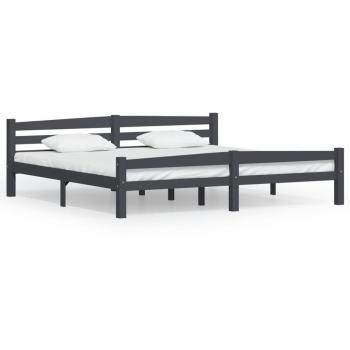 Estructura de cama de madera maciza de pino gris oscuro 200x200 cm