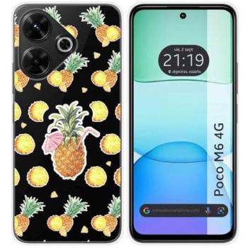 Funda Silicona Transparente Piña para Xiaomi Poco M6 4G
