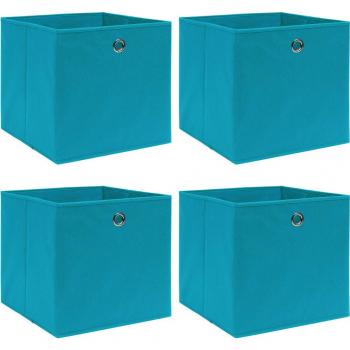 Cajas de Almacenamiento Plegables Day and Night, 4 unidades, tejido azul claro, dimensiones 32x32x32 cm