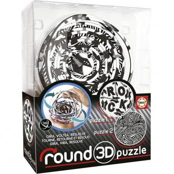 Educa Borrás - Puzzle 3D Round Hypnotic, Rompecabezas Esférico con Imágenes Ópticas, 14 Anillos Concéntricos, Diámetro de 12.7 cm
