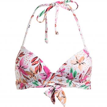 Top de bikini de mujer Roxy Printed Beach Classics Sport blanco rosa naranja M
