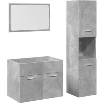 Set de muebles de baño 2 piezas madera contrachapada gris hormigón