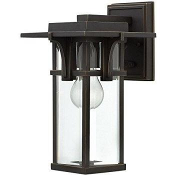 Lámpara de pared Manhattan pequeña, bronce frotado con aceite, vidrio frotado, IP44, E27