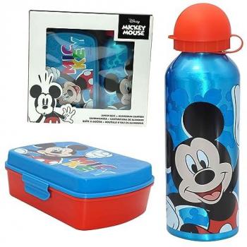 Conjunto Almuerzo Mickey Mouse: Fiambrera y Botella de Aluminio 500ml