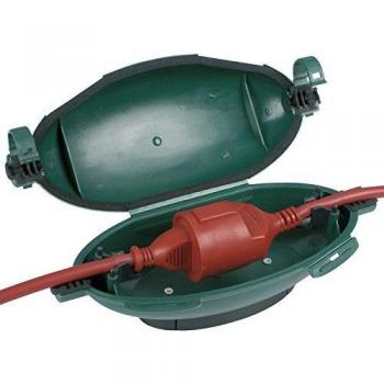 Caja de seguridad extragrande REV para alargadores de cables, impermeable IP44, con enrollador y protección contra tirones, color verde