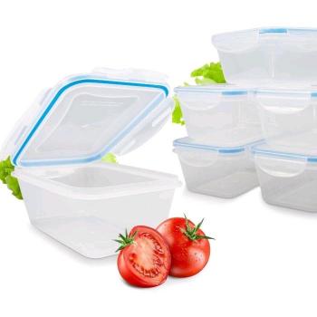 Juego de 5 Recipientes Plásticos Herméticos Classbach para Alimentos, Aptos para Microondas, Lavavajillas y Congelador