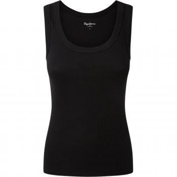 Pepe Jeans Women's Sleeveless Ribbed T-Shirt Lane Black