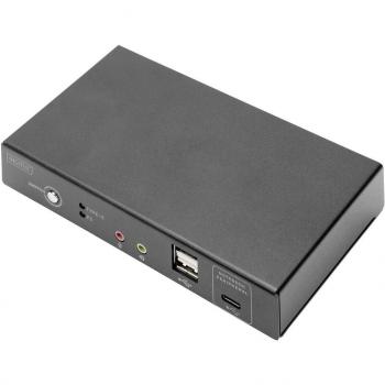 Switch KVM Digitus DS-12901, 2 Puertos, 4K30Hz, USB-C/USB/HDMI Entrada, HDMI Salida, Red