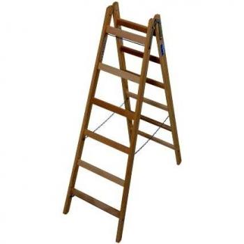 LHH088 Escalera de Tijera en Madera, 2 x 6 Peldaños, 1.65 m Altura
