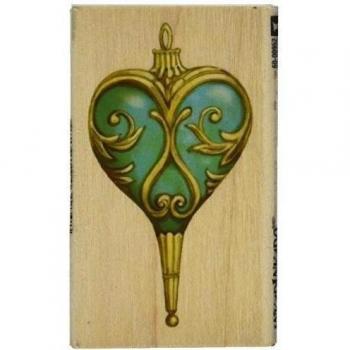 Natale Inkadinkado Teardrop-timbro in gomma montato ornamento 1.75 X 3