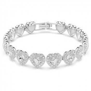 Swarovski Ariana Grande Rhodium Plated Mixed Cut Heart Tennis Bracelet