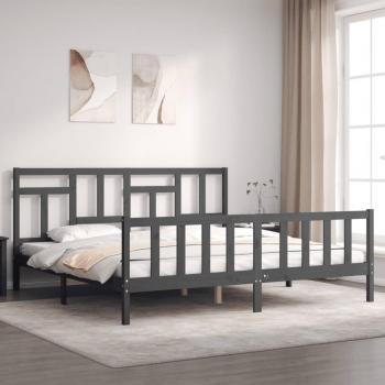 Cabecero de cama gris 200x200 cm en madera maciza Vidaxl