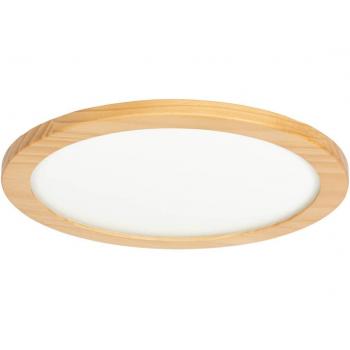 Plafón LED Joren de Lucande, Ø 38 cm, madera marrón, CCT ajustable, control remoto