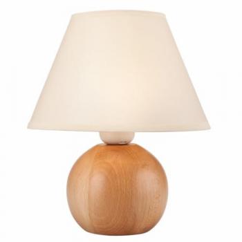 Lámpara de Mesa Ball EPIKASA, Acero y Madera, Tejido Marrón, 24x24x19 cm