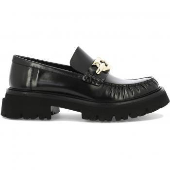 Ferragamo Women's Gancio Leather Brogues Boot in Black | Size 8 | 01G019