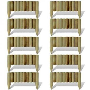 vidaXL 10x Madera de Pino Vallas de Borde Tronco de Jardín Impregnada Rollo Césped Flores Caminos Panel Patio Terraza Duradero 60cm