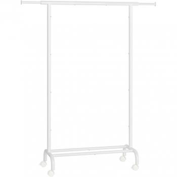 Perchero Burro Tendedero Extensible con Ruedas, Carga Máxima 45 kg, Ajustable de 83-112 cm x 156 cm, Disponible en Blanco o Negro