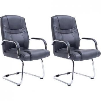 Set de 2 Sillas Cantilever XXL Attila Acolchadas en Polipiel Gris, Soportan Hasta 180 kg