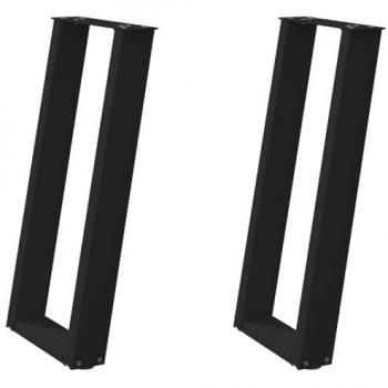 Patas de mesa consola en forma de U 2 uds acero negro 28x(72-73) cm