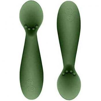 ezpz Tiny Spoons 4 Meses y Pack de 2 Cucharas 100% de Slicona para Bebés y Niños Pequeños, Fácilita el Baby Led Weaning, Diseñado por un Especialista en Alimentación Pediátrica, Salvia