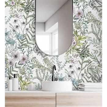 Muestra DIN A4 de Papel Pintado Vinílico Ecológico Lavable con Diseño de Flores y Plantas Hojas Silvestres - Marseille 679379 de GAULAN