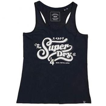 Superdry Super 54 Rhinestone Entry Vest Camiseta de Tirantes Anchos, BLU