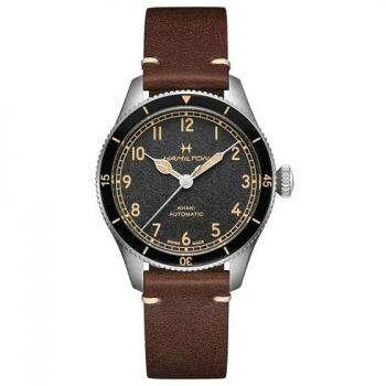 Hamilton Khaki Aviation Pioneer Automatic Mens Watch 38mm Black/Brown