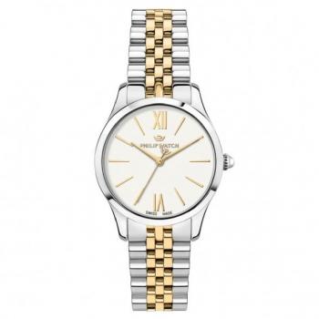 Philip Watch Grace Women's Swiss Made Two Tone Stainless Steel Quartz Watch with White Dial and 100M Water Resistance