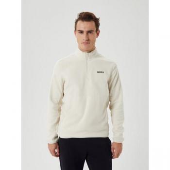 Borg Half Zip Fleece Jacket - White, Size M