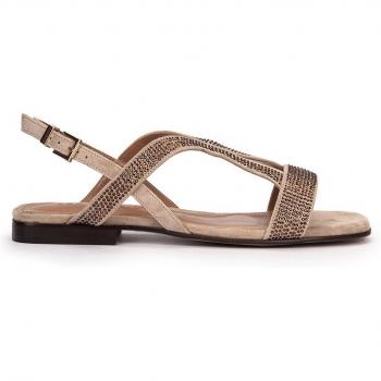 Sandalias planas de ante en color beige - modelo SIVAS