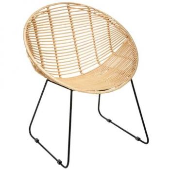 Sillón Laora de Mimbre y Metal - Confort y Estilo - 70 x 60 x 80 cm