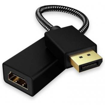 Adaptador Displayport a HDMI, Macho a Hembra, Negro, Soporte 4K 60Hz y Full HD 1080p