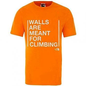 The North Face Walls Are for Climbing - Camiseta de manga corta para hombre, Hombre, color Flame Orange, tamaño S