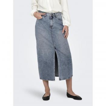 Only Onlayoe High Waist Front Slit Midi Denim Skirt for Women