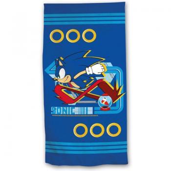 Toalla de Playa Sonic The Hedgehog con Diseño de Anillos, Microfibra, 70x140cm