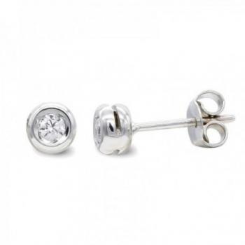 Pendientes Inmaculada Romero Oro Blanco 18k Chatón Circonita Centro Presión Mujer