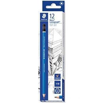 Staedtler Mars Lumograph 100 11B. Pack de 12 lápices de dibujo de mina blanda.
