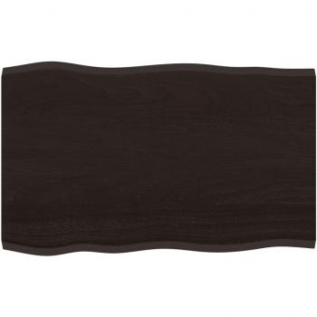 Tablero de roble tratado gris 80x50x2 cm con borde natural en marrón oscuro sin tratar