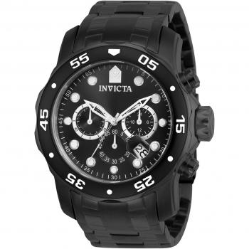 Invicta Pro Diver Men's Watch 0076 - Black Stainless Steel Case and Strap, Black Dial