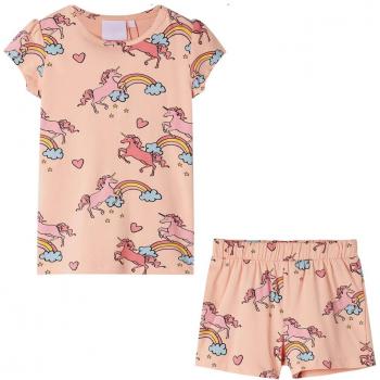 Pijama infantil de manga corta naranja claro 116