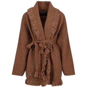 Alanui Women's Cashmere Fringed Cardigan in Camel | Size XS | LWHB064F23KNI017