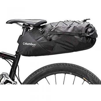 COLUMBUS Bikepacking | Bolsa de Sillín para Bicicleta con Cierre Enrollable, Elementos Reflectantes, Sujeción a Asiento y Tubo, Cordón Elástico en el Exterior. Tamaño Ajustable hasta 18 L.